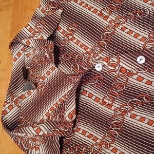 Sere Nade 70s Vibe Blouse‎ Chain Pattern Bell Sleeves Petite Large